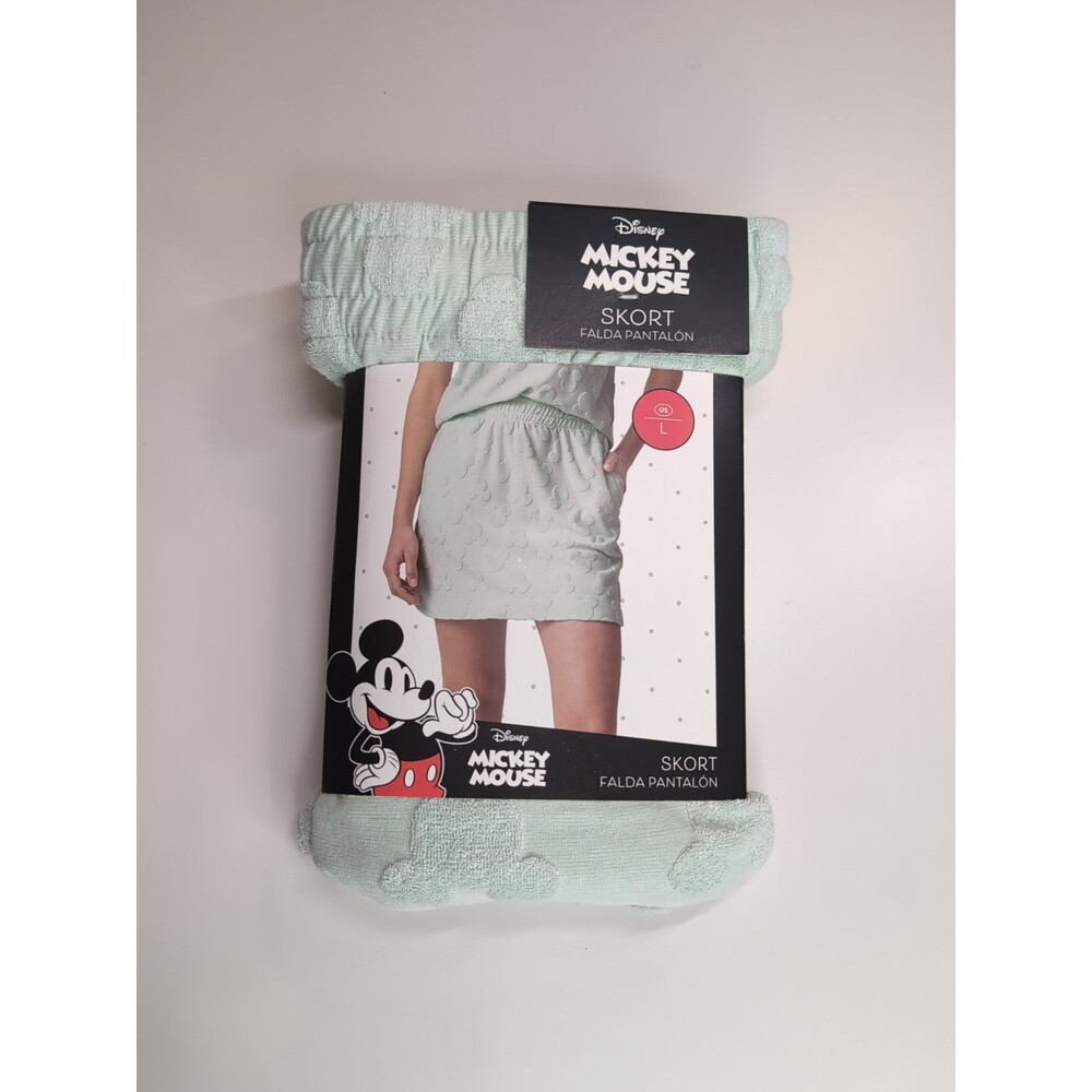 Disney Mickey Mouse Green Knit Skirt Women’s L (12-14) Drawstring Elastic Waist